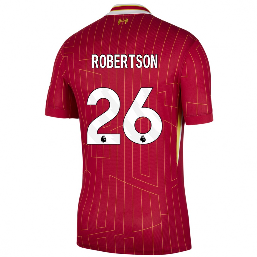 Férfi Labdarúgás Andrew Robertson #26 Piros Sárga Fehér Hazai Jersey 2024/25 Mez Póló Ing