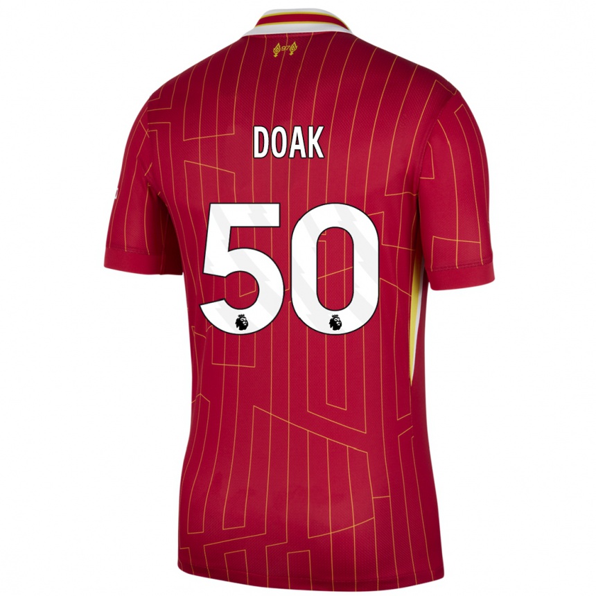 Férfi Labdarúgás Ben Doak #50 Piros Sárga Fehér Hazai Jersey 2024/25 Mez Póló Ing