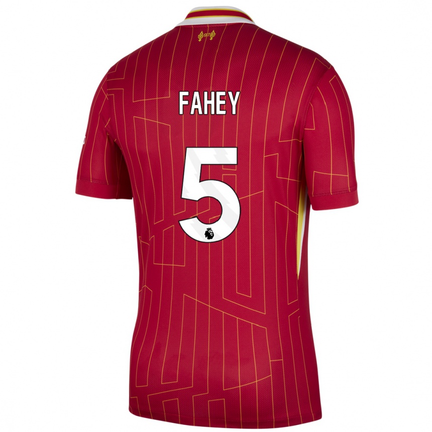 Férfi Labdarúgás Niamh Fahey #5 Piros Sárga Fehér Hazai Jersey 2024/25 Mez Póló Ing