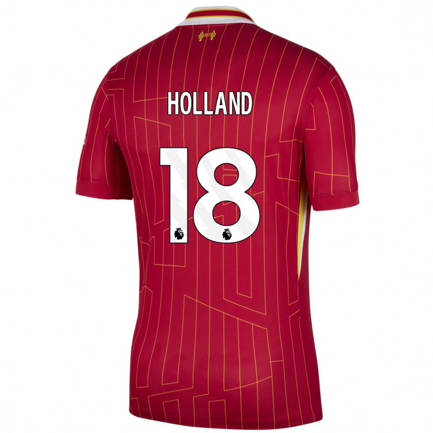 Férfi Labdarúgás Ceri Holland #18 Piros Sárga Fehér Hazai Jersey 2024/25 Mez Póló Ing