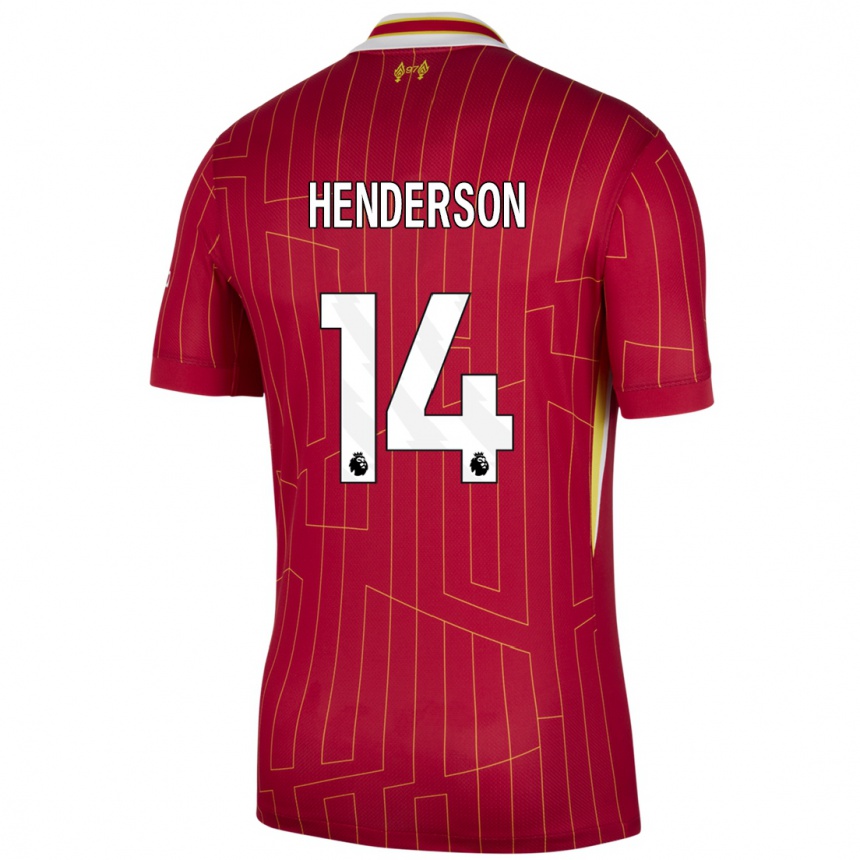 Férfi Labdarúgás Henderson #14 Piros Sárga Fehér Hazai Jersey 2024/25 Mez Póló Ing