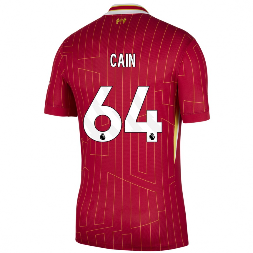 Férfi Labdarúgás Jake Cain #64 Piros Sárga Fehér Hazai Jersey 2024/25 Mez Póló Ing