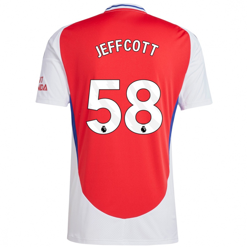 Férfi Labdarúgás Henry Jeffcott #58 Piros Fehér Hazai Jersey 2024/25 Mez Póló Ing