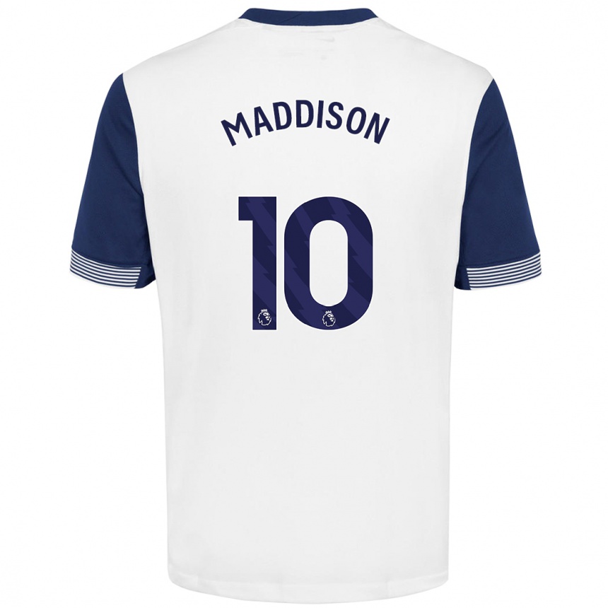 Férfi Labdarúgás James Maddison #10 Fehér Kék Hazai Jersey 2024/25 Mez Póló Ing