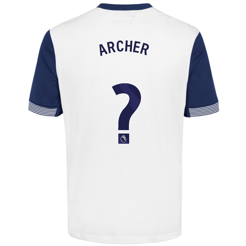 Férfi Labdarúgás Samual Archer #0 Fehér Kék Hazai Jersey 2024/25 Mez Póló Ing