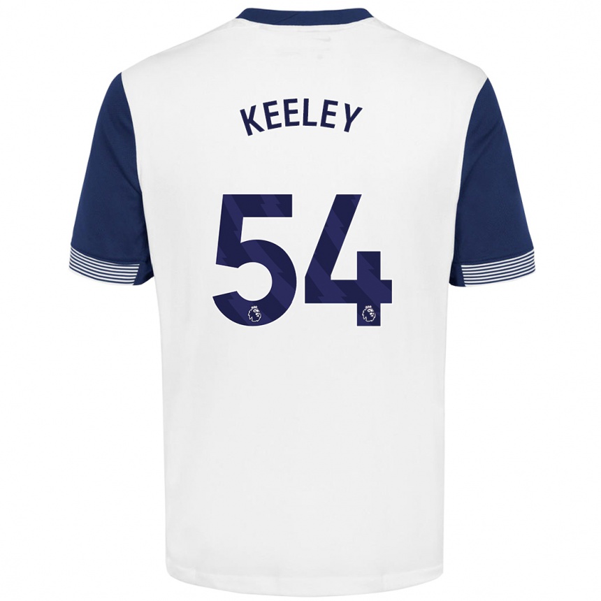 Férfi Labdarúgás Josh Keeley #54 Fehér Kék Hazai Jersey 2024/25 Mez Póló Ing