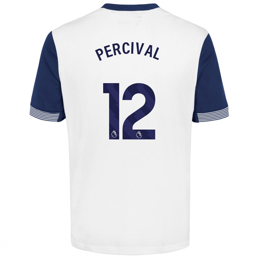 Férfi Labdarúgás Ria Percival #12 Fehér Kék Hazai Jersey 2024/25 Mez Póló Ing