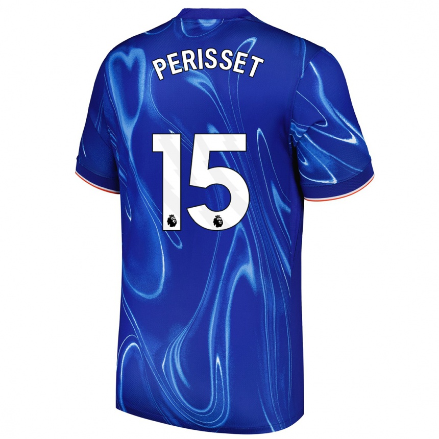 Férfi Labdarúgás Eve Perisset #15 Kék Fehér Hazai Jersey 2024/25 Mez Póló Ing