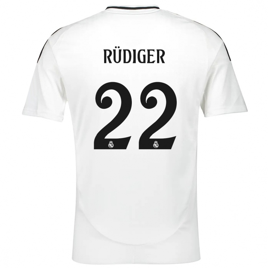 Férfi Labdarúgás Antonio Rudiger #22 Fehér Hazai Jersey 2024/25 Mez Póló Ing