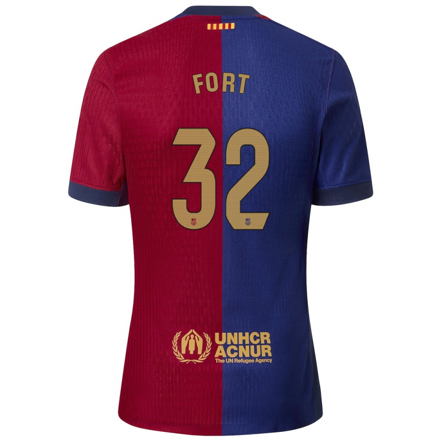 Férfi Labdarúgás Héctor Fort #32 Kék Piros Hazai Jersey 2024/25 Mez Póló Ing