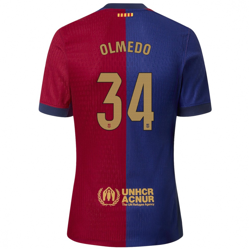 Férfi Labdarúgás Alexis Olmedo #34 Kék Piros Hazai Jersey 2024/25 Mez Póló Ing