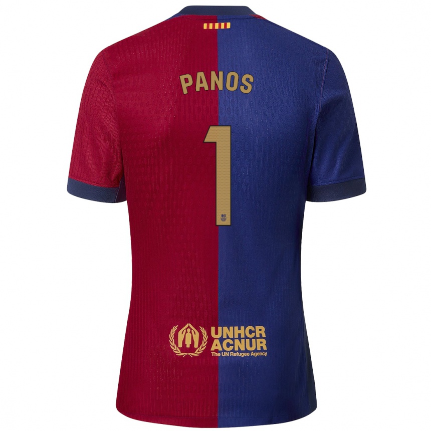 Férfi Labdarúgás Sandra Panos #1 Kék Piros Hazai Jersey 2024/25 Mez Póló Ing