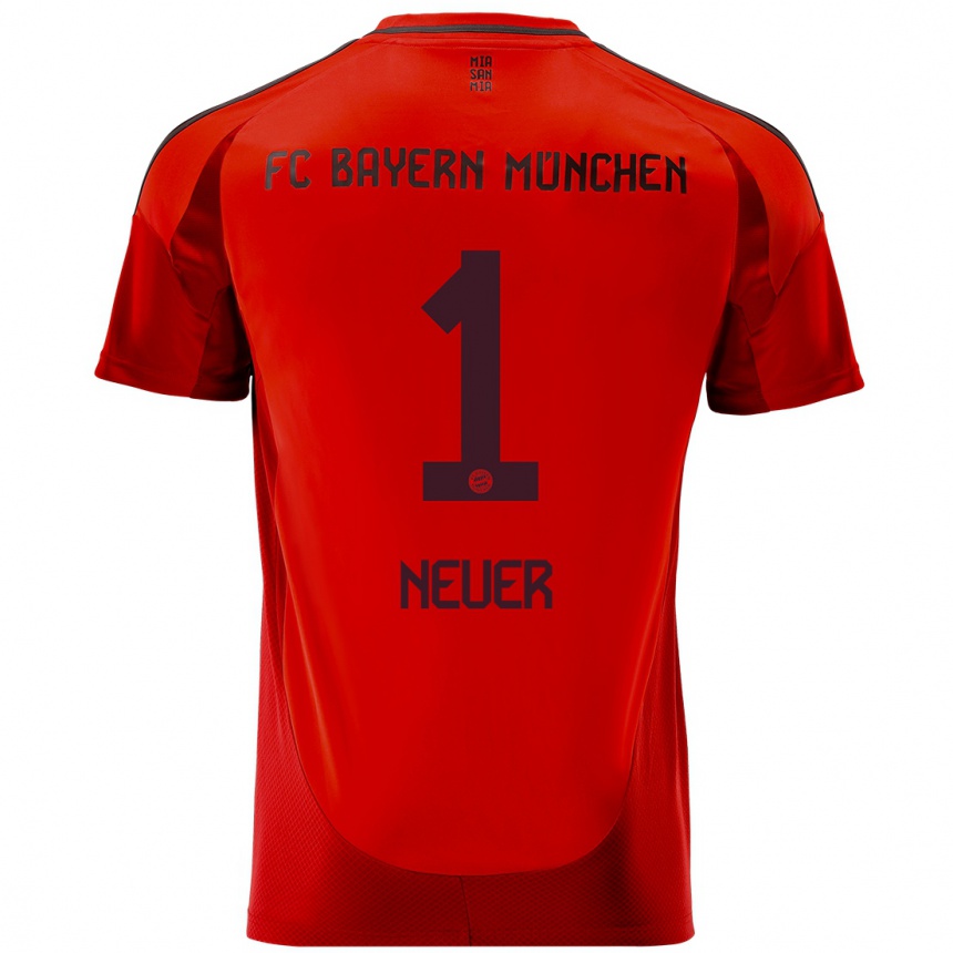 Férfi Labdarúgás Manuel Neuer #1 Piros Hazai Jersey 2024/25 Mez Póló Ing