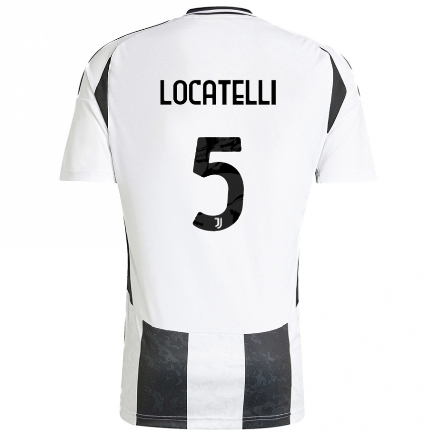 Férfi Labdarúgás Manuel Locatelli #5 Fehér Fekete Hazai Jersey 2024/25 Mez Póló Ing