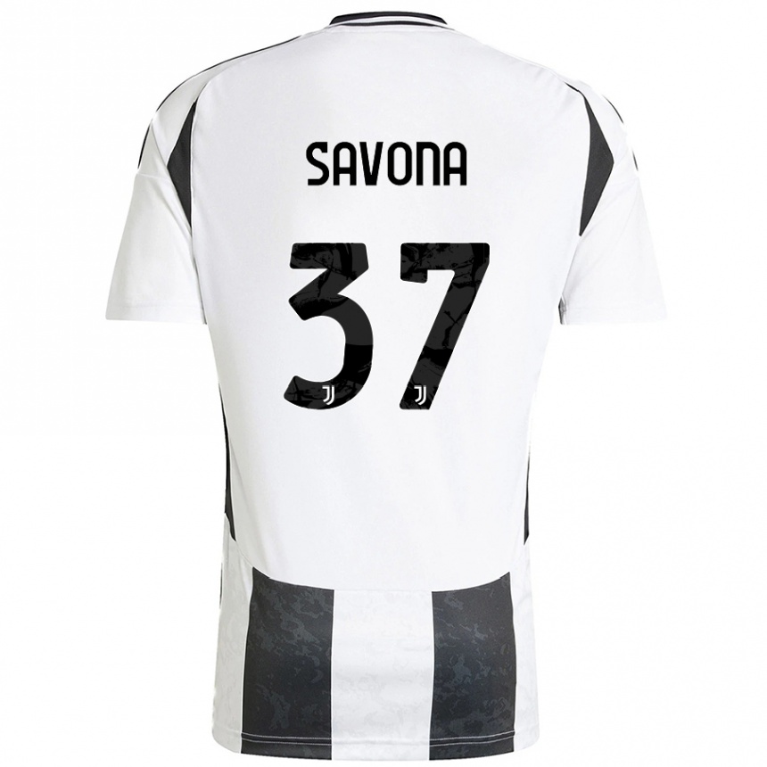 Férfi Labdarúgás Nicolo Savona #37 Fehér Fekete Hazai Jersey 2024/25 Mez Póló Ing