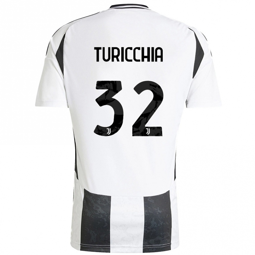 Férfi Labdarúgás Riccardo Turicchia #32 Fehér Fekete Hazai Jersey 2024/25 Mez Póló Ing