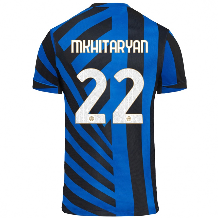 Férfi Labdarúgás Henrikh Mkhitaryan #22 Kék Fekete Hazai Jersey 2024/25 Mez Póló Ing