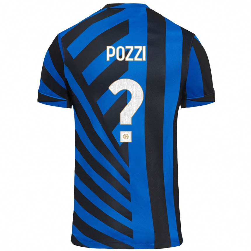 Férfi Labdarúgás Andrea Pozzi #0 Kék Fekete Hazai Jersey 2024/25 Mez Póló Ing