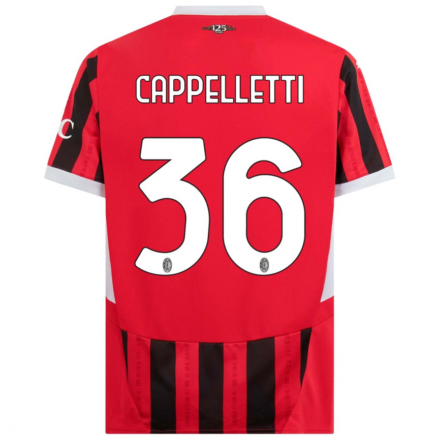 Férfi Labdarúgás Mattia Cappelletti #36 Piros Fekete Hazai Jersey 2024/25 Mez Póló Ing