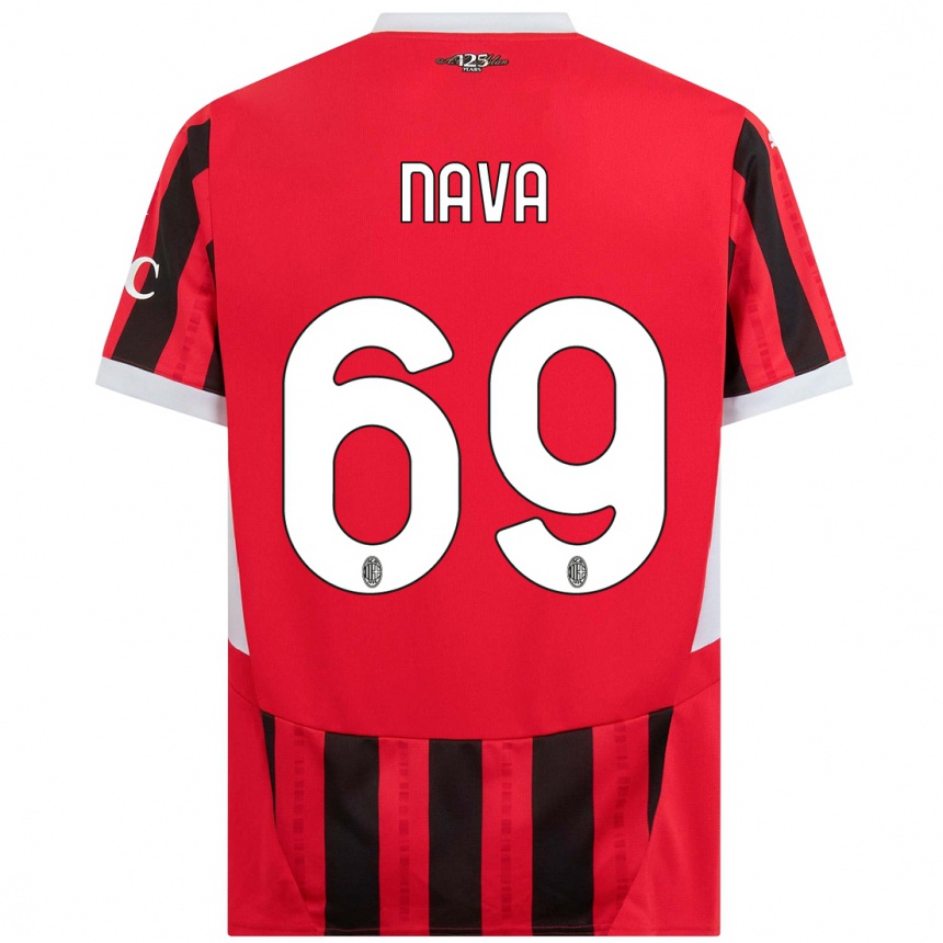 Férfi Labdarúgás Lapo Nava #69 Piros Fekete Hazai Jersey 2024/25 Mez Póló Ing