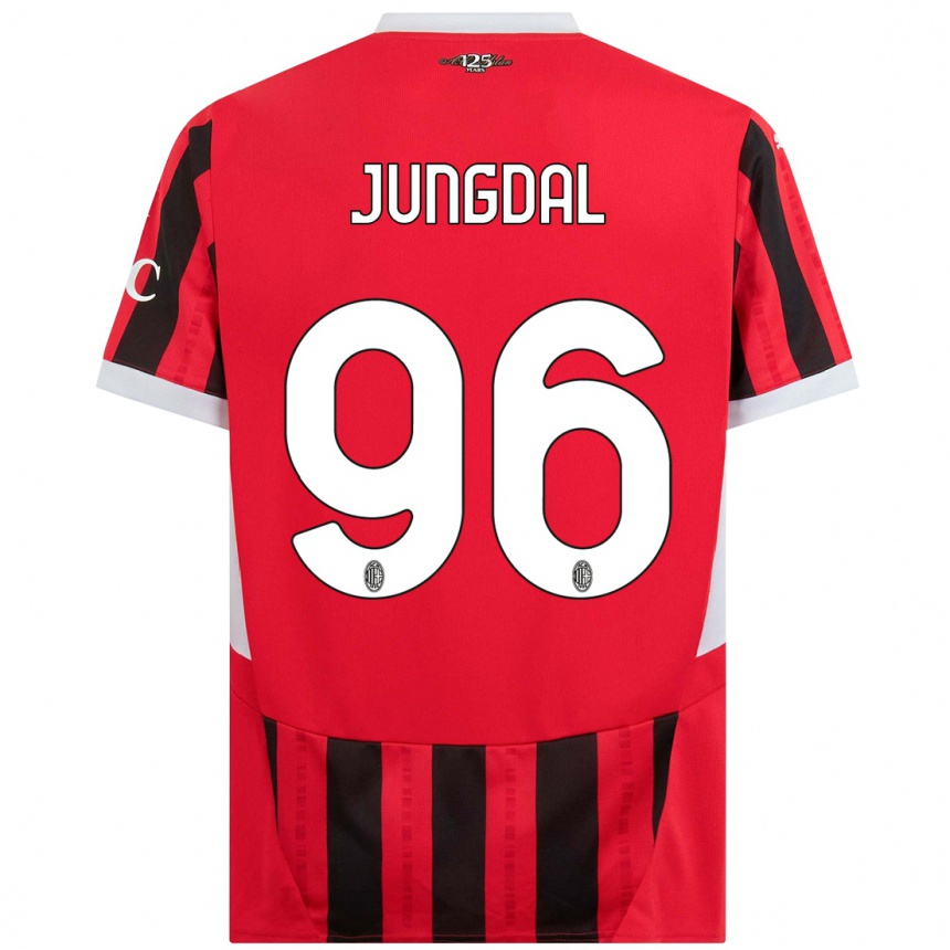 Férfi Labdarúgás Andreas Jungdal #96 Piros Fekete Hazai Jersey 2024/25 Mez Póló Ing