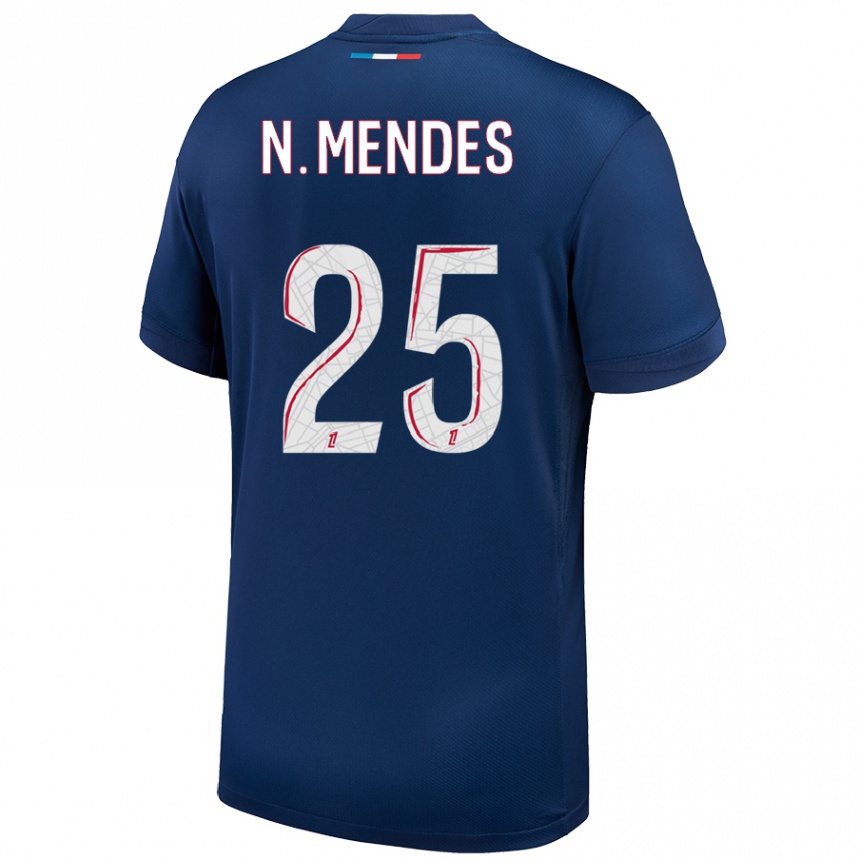 Férfi Labdarúgás Nuno Mendes #25 Sötétkék Fehér Hazai Jersey 2024/25 Mez Póló Ing