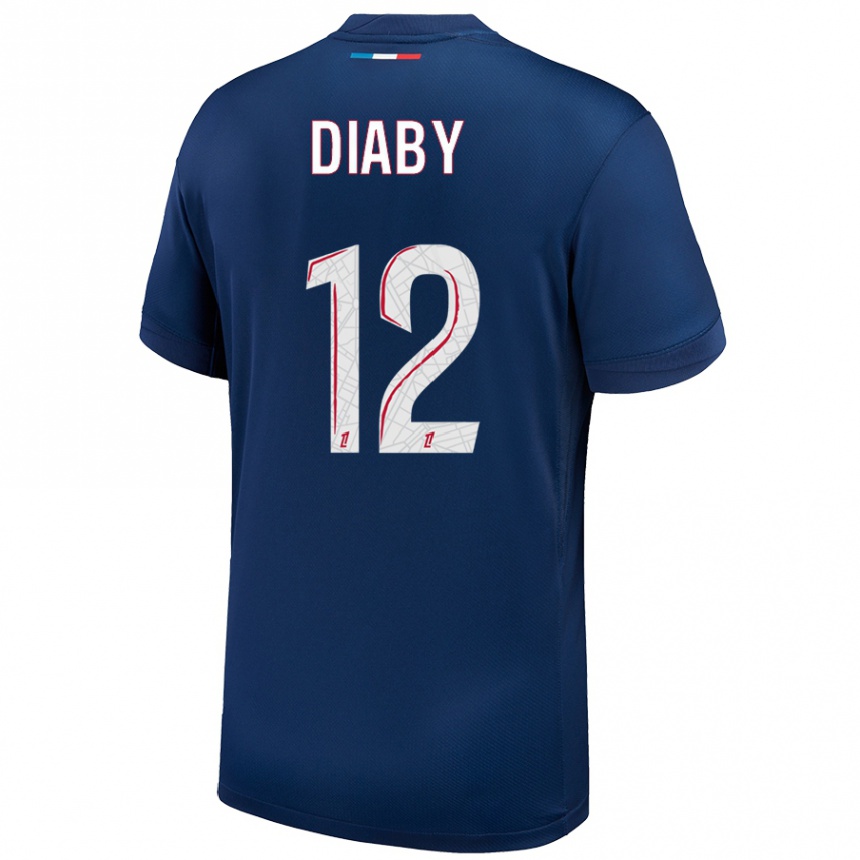 Férfi Labdarúgás Ibrahima Diaby #12 Sötétkék Fehér Hazai Jersey 2024/25 Mez Póló Ing