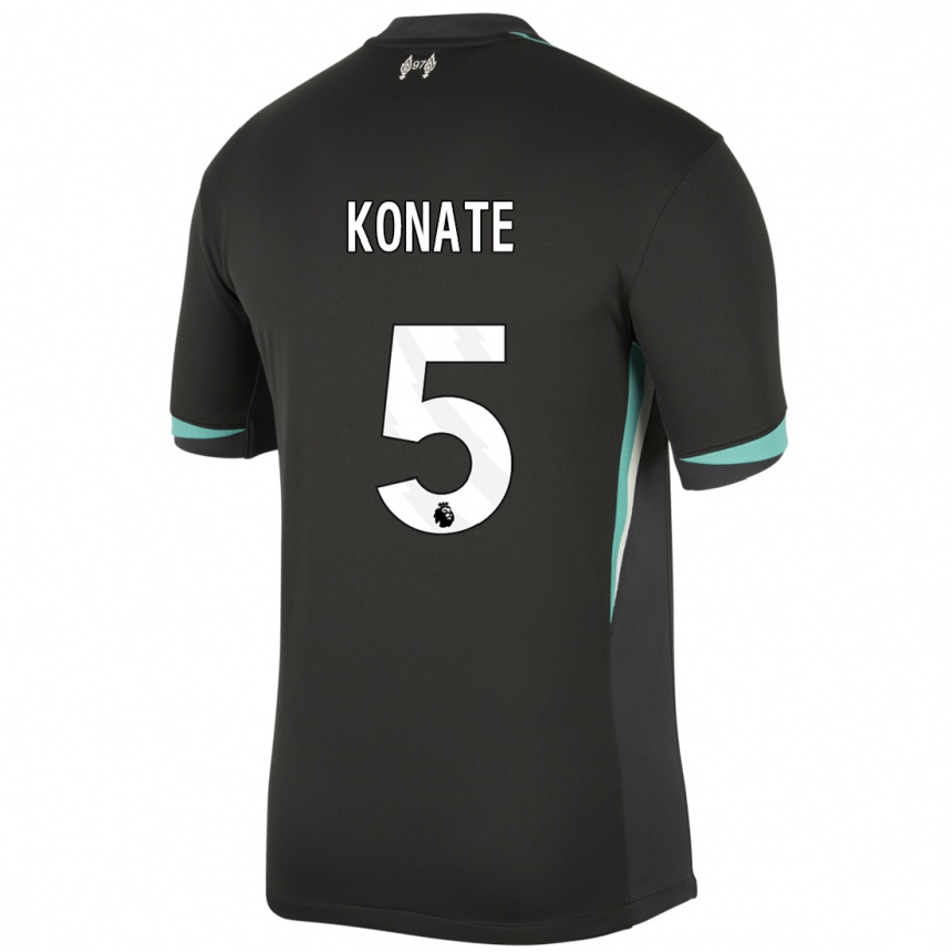 Férfi Labdarúgás Ibrahima Konate #5 Fekete Antracit Fehér Idegenbeli Jersey 2024/25 Mez Póló Ing