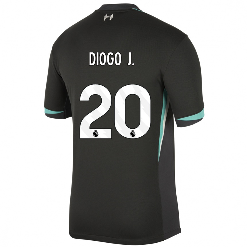 Férfi Labdarúgás Diogo Jota #20 Fekete Antracit Fehér Idegenbeli Jersey 2024/25 Mez Póló Ing