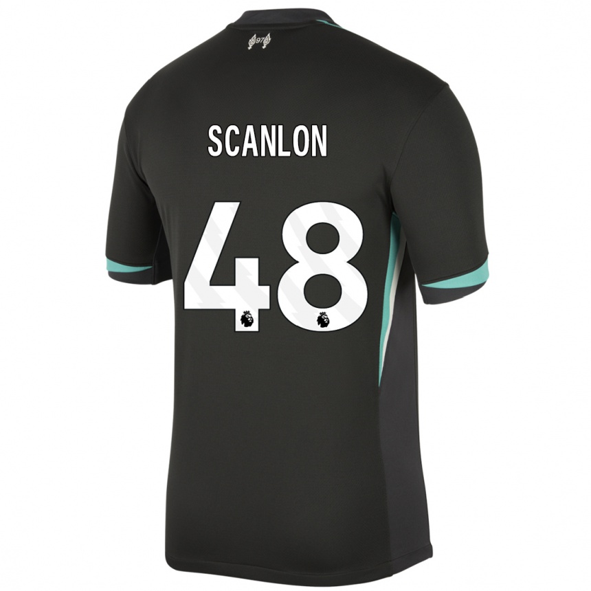 Férfi Labdarúgás Calum Scanlon #48 Fekete Antracit Fehér Idegenbeli Jersey 2024/25 Mez Póló Ing