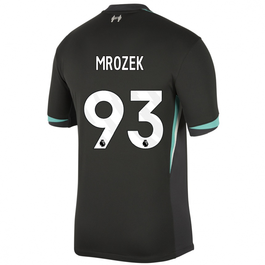 Férfi Labdarúgás Fabian Mrozek #93 Fekete Antracit Fehér Idegenbeli Jersey 2024/25 Mez Póló Ing