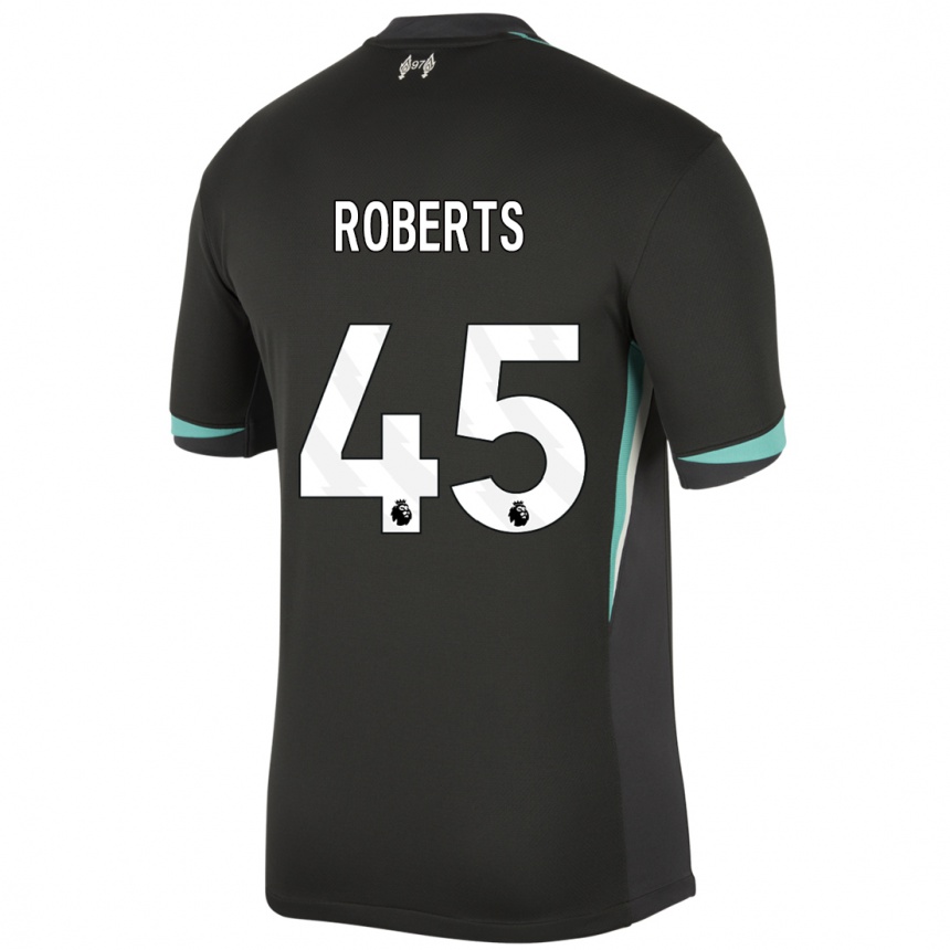 Férfi Labdarúgás Iwan Roberts #45 Fekete Antracit Fehér Idegenbeli Jersey 2024/25 Mez Póló Ing