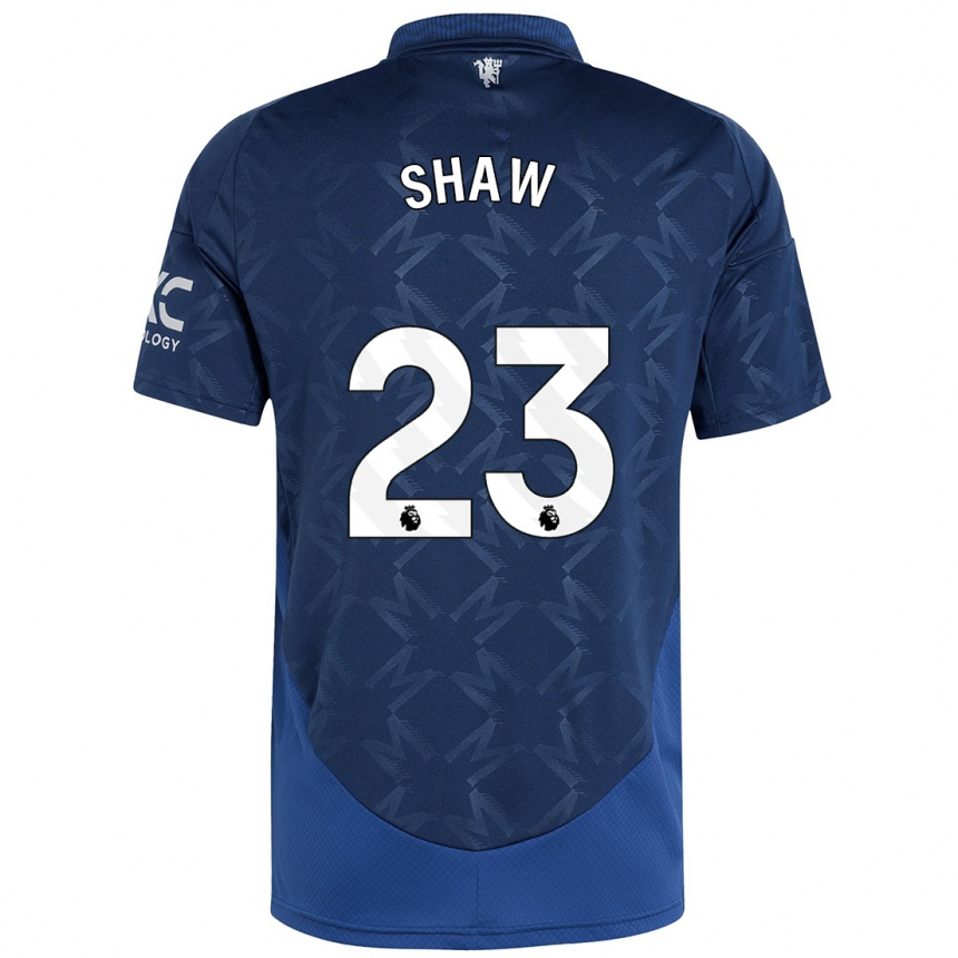 Férfi Labdarúgás Luke Shaw #23 Indigó Idegenbeli Jersey 2024/25 Mez Póló Ing