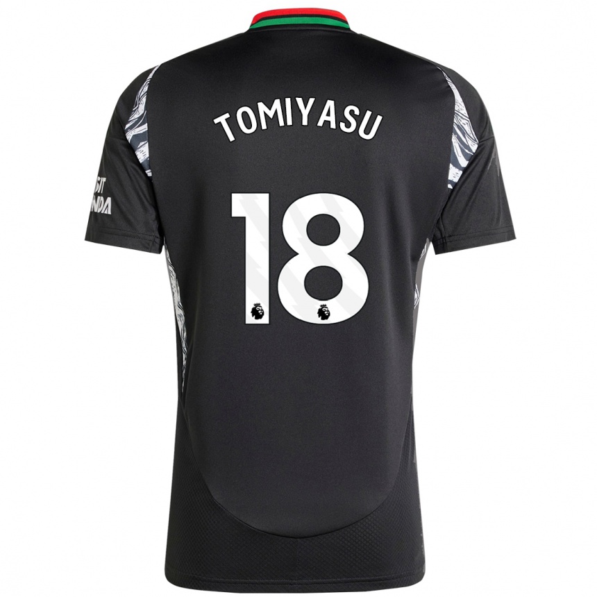 Férfi Labdarúgás Takehiro Tomiyasu #18 Fekete Idegenbeli Jersey 2024/25 Mez Póló Ing