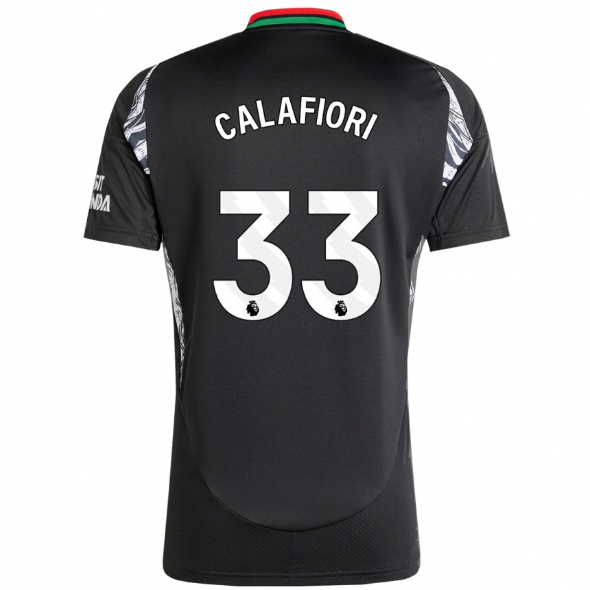 Férfi Labdarúgás Riccardo Calafiori #33 Fekete Idegenbeli Jersey 2024/25 Mez Póló Ing