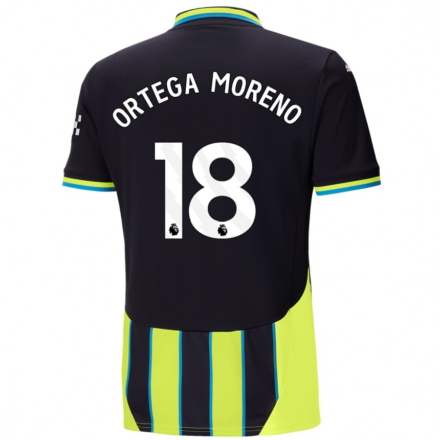 Férfi Labdarúgás Stefan Ortega Moreno #18 Kék Sárga Idegenbeli Jersey 2024/25 Mez Póló Ing