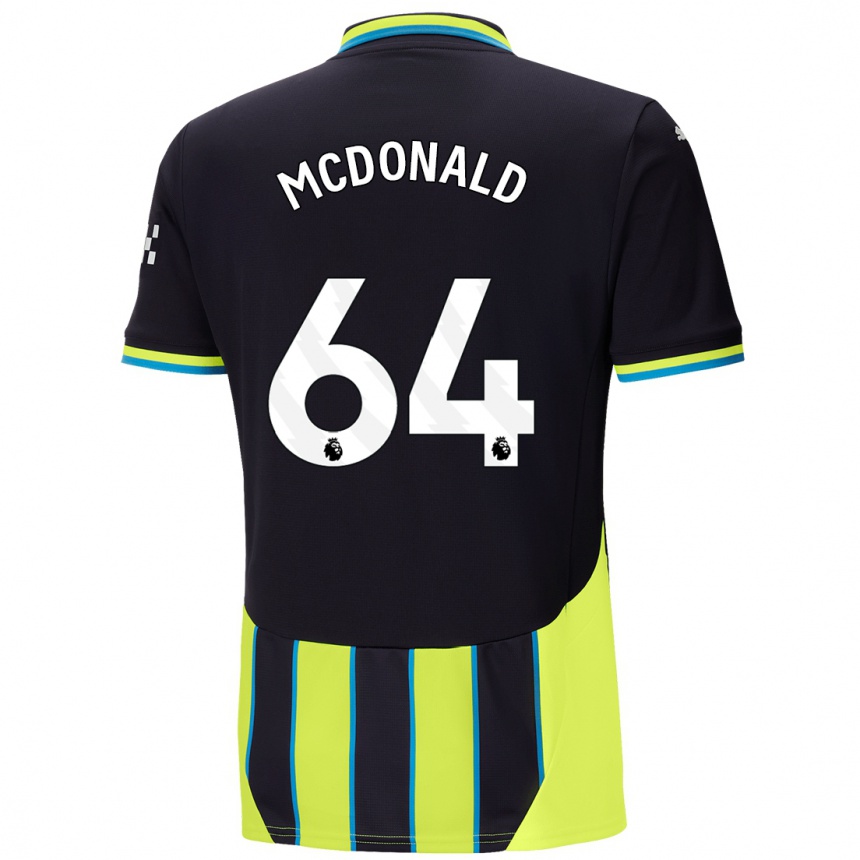 Férfi Labdarúgás Rowan Mcdonald #64 Kék Sárga Idegenbeli Jersey 2024/25 Mez Póló Ing