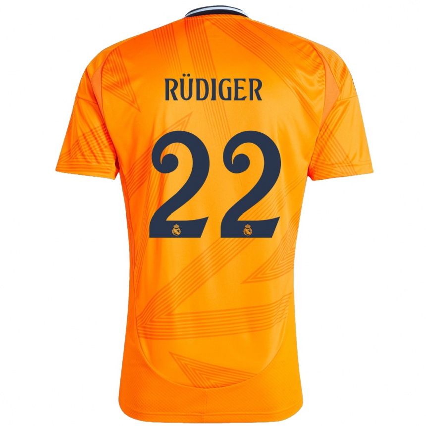 Férfi Labdarúgás Antonio Rudiger #22 Narancs Idegenbeli Jersey 2024/25 Mez Póló Ing