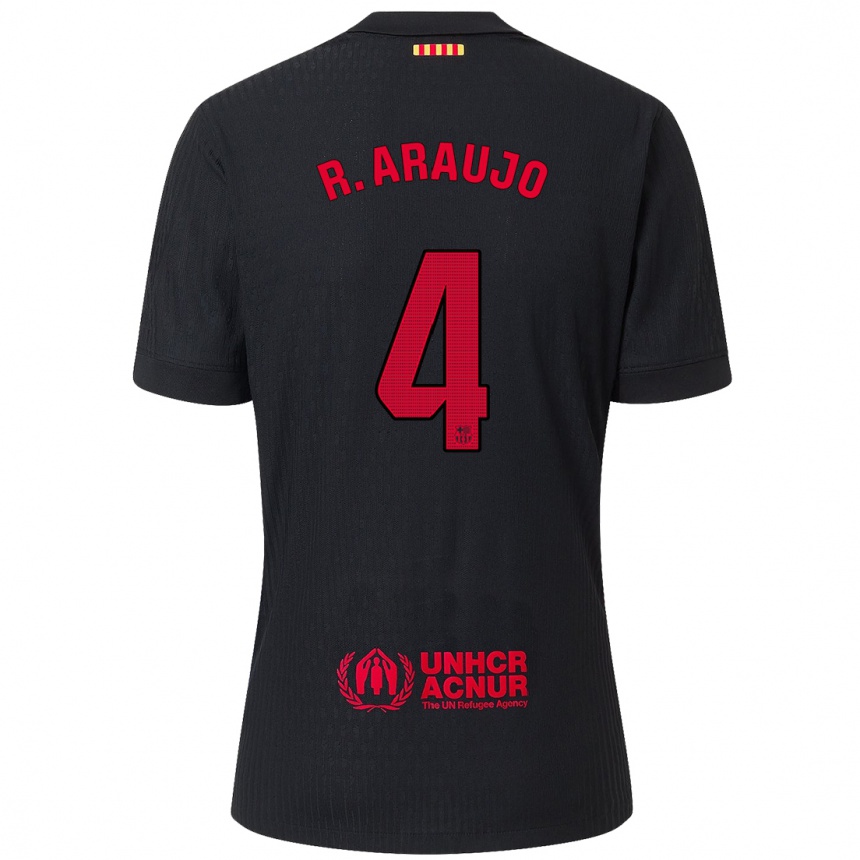 Férfi Labdarúgás Ronald Araujo #4 Fekete Piros Idegenbeli Jersey 2024/25 Mez Póló Ing