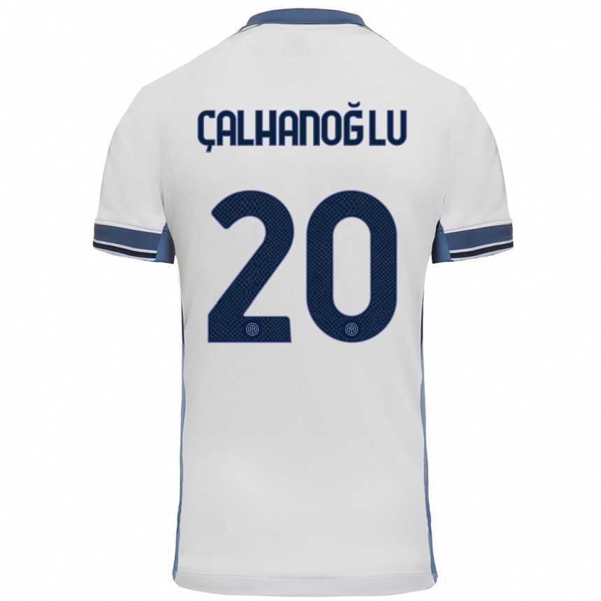 Férfi Labdarúgás Hakan Calhanoglu #20 Fehér Szürke Idegenbeli Jersey 2024/25 Mez Póló Ing