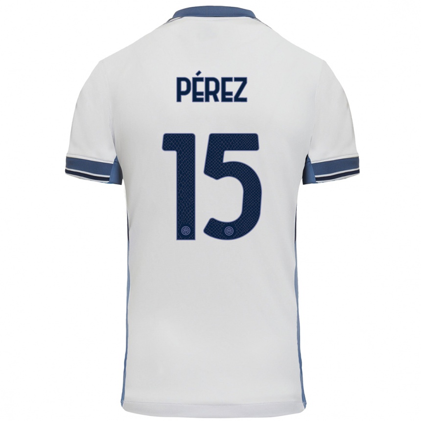 Férfi Labdarúgás Álex Pérez #15 Fehér Szürke Idegenbeli Jersey 2024/25 Mez Póló Ing