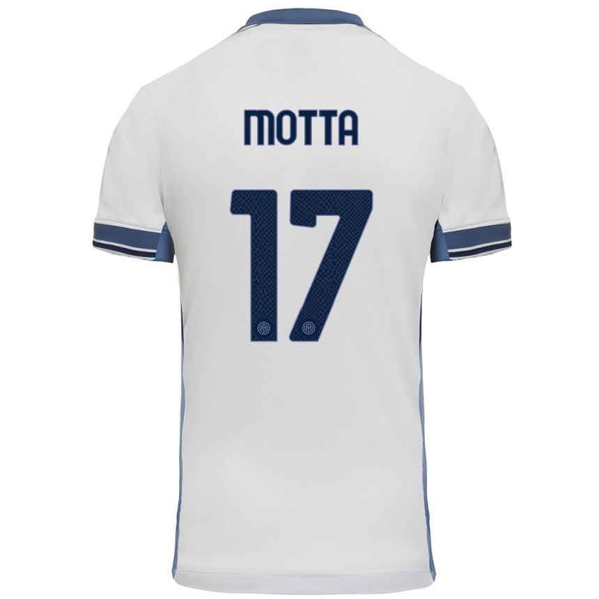 Férfi Labdarúgás Matteo Motta #17 Fehér Szürke Idegenbeli Jersey 2024/25 Mez Póló Ing