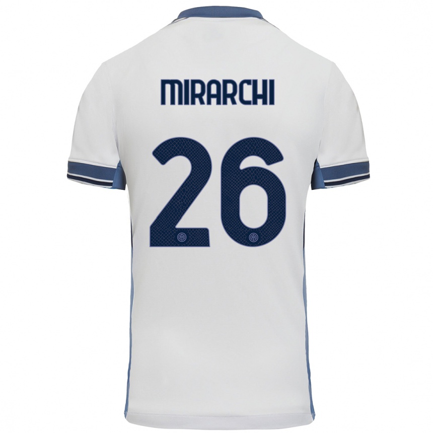 Férfi Labdarúgás Mattia Mirarchi #26 Fehér Szürke Idegenbeli Jersey 2024/25 Mez Póló Ing