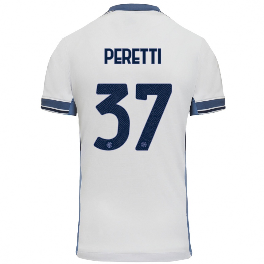 Férfi Labdarúgás Lorenzo Peretti #37 Fehér Szürke Idegenbeli Jersey 2024/25 Mez Póló Ing