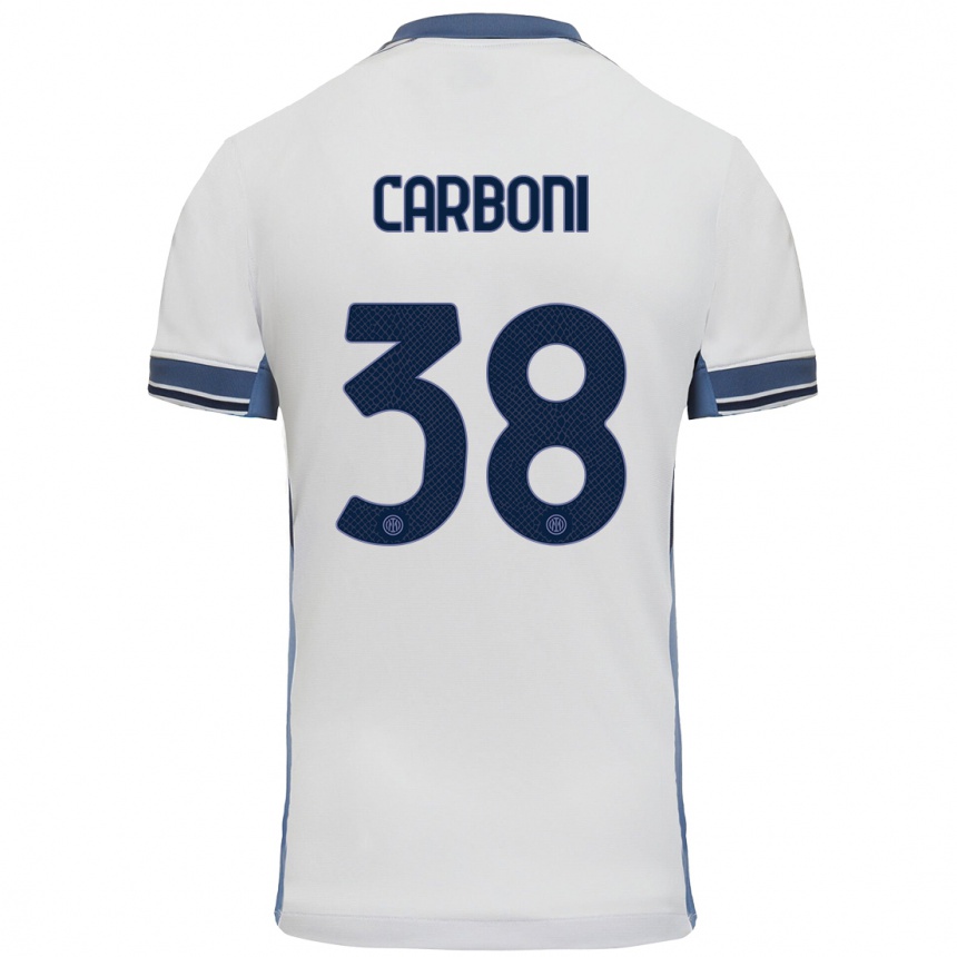 Férfi Labdarúgás Valentin Carboni #38 Fehér Szürke Idegenbeli Jersey 2024/25 Mez Póló Ing