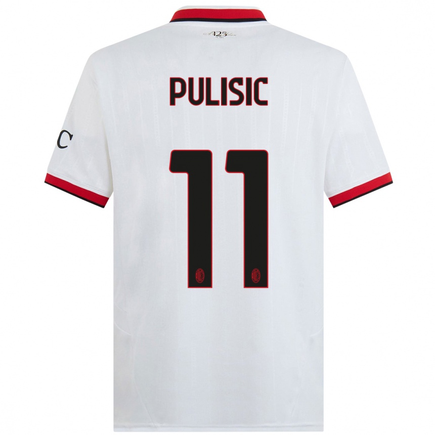 Férfi Labdarúgás Christian Pulisic #11 Fehér Fekete Piros Idegenbeli Jersey 2024/25 Mez Póló Ing