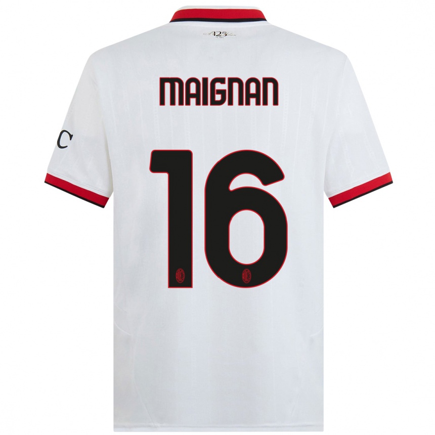 Férfi Labdarúgás Mike Maignan #16 Fehér Fekete Piros Idegenbeli Jersey 2024/25 Mez Póló Ing