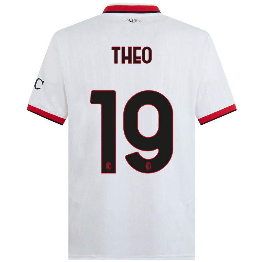 Férfi Labdarúgás Theo Hernandez #19 Fehér Fekete Piros Idegenbeli Jersey 2024/25 Mez Póló Ing