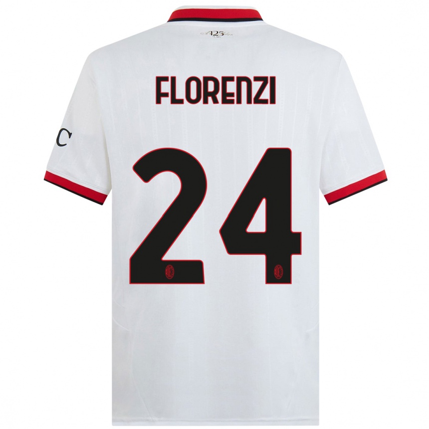 Férfi Labdarúgás Alessandro Florenzi #24 Fehér Fekete Piros Idegenbeli Jersey 2024/25 Mez Póló Ing