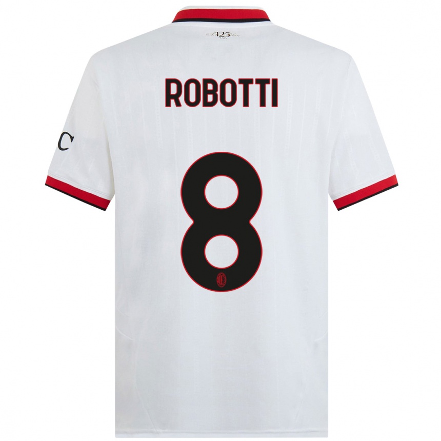 Férfi Labdarúgás Giovanni Robotti #8 Fehér Fekete Piros Idegenbeli Jersey 2024/25 Mez Póló Ing